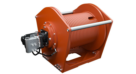 Tulsa Winch TH2100 Planetary Hoist is used in multiple applications including mobile cranes on a white background